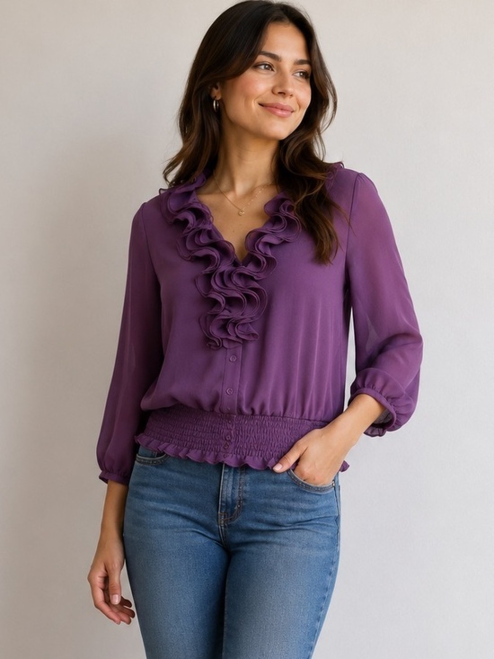 AB Studio lavender layered blouse